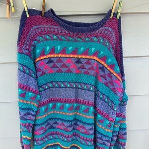 Vintage LL Bean Knit Geometric Jacquard Sweater